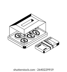 A visually engaging isometric icon of money box