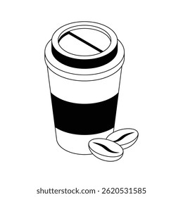 Visually engaging isometric icon showing takeaway coffee cup