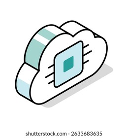Visually engaging isometric icon showing cloud processor