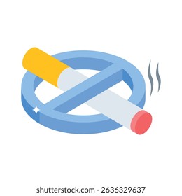 Visually engaging isometric icon showing no smoking symbol