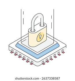 Visually engaging isometric icon showing security hologram projection