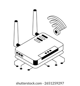 Visually engaging isometric icon showing an internet router device