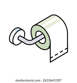 A visually engaging isometric icon of toilet paper roll