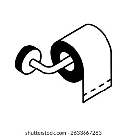 A visually engaging isometric icon of toilet paper roll