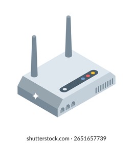 Un icono isométrico visualmente atractivo del router inalámbrico