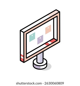 Icono de contorno isométrico visualmente atractivo del tablero de anuncios