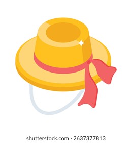 Visually engaging isometric style icon of summer hat
