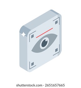Ícone de estilo isométrico visualmente envolvente do leitor de varredura de íris