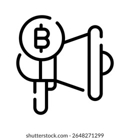 Visually engaging linear icon of bitcoin marketing campaign