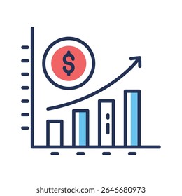 Icono lineal visualmente atractivo del informe de análisis de crecimiento