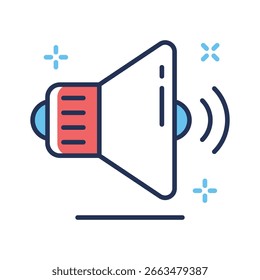Um ícone linear visualmente envolvente do anúncio público