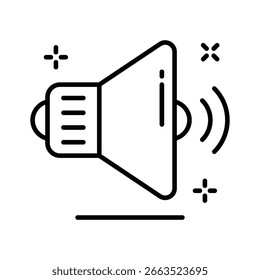 Un icono lineal visualmente atractivo de anuncio público