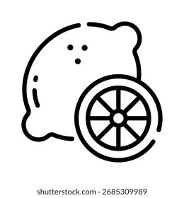 Icono lineal visualmente atractivo de rodajas de limón