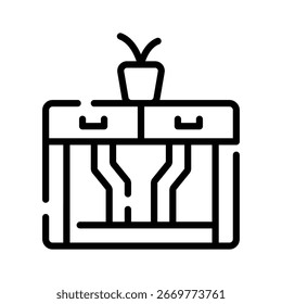 Un icono de contorno visualmente atractivo de la mesa de la consola