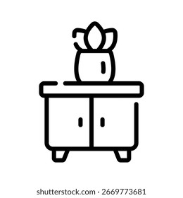 A visually engaging outline icon of decor table