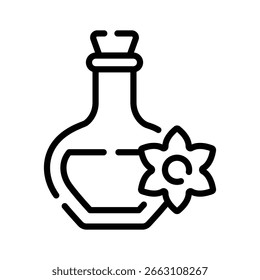 Un icono de contorno visualmente atractivo de la botella de aceite esencial