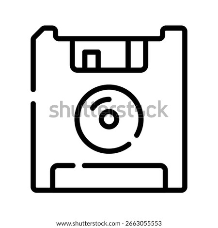 Visually engaging outline icon of floppy disk backup