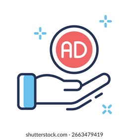 Ícone de estrutura de tópicos visualmente envolvente dos anúncios pop-up