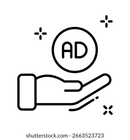 Icono de contorno visualmente atractivo de los anuncios emergentes