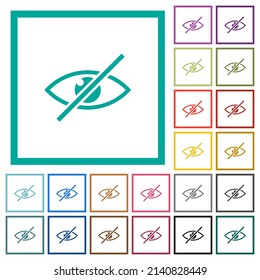 Visually impaired flat color icons with quadrant frames on white background