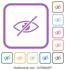 Visuell beeinträchtigte einfache Symbole in farbigen, abgerundeten quadratischen Rahmen auf weißem Hintergrund