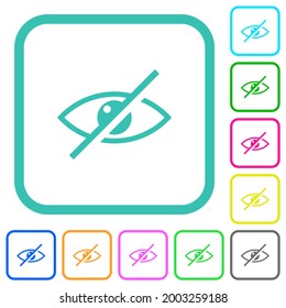 Visually impaired vivid colored flat icons in curved borders on white background