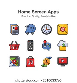 Visually perfect home screen apps icons set, ready to use and download