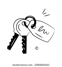 Visually perfect icon of hotel room keys in trendy style