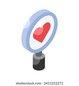 Visually perfect icon of love search in trendy style, vector of finding love