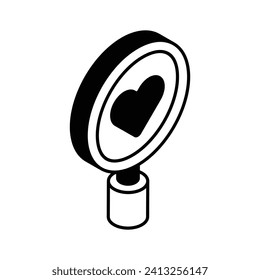 Visually perfect icon of love search in trendy style, vector of finding love