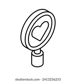 Visually perfect icon of love search in trendy style, vector of finding love