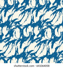 Visually similar to a batic, the painted scarf. Vector Indonesian. Seamless pattern. Watercolor indigo endless backdrop. Tribal art print. Boho. Ethnic. Batik tiling background.