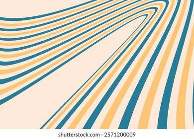 Visually stimulating graphic showing curved stripes in vibrant blue and yellow tones on a neutral beige background, perfect for artistic designs, presentations, and modern graphical elements