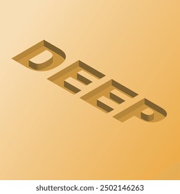 A visually striking 3D typography design spelling out ‘DEEP’ with a golden gradient on a matching background. Ideal for concepts involving depth, sophistication, and modern aesthetics