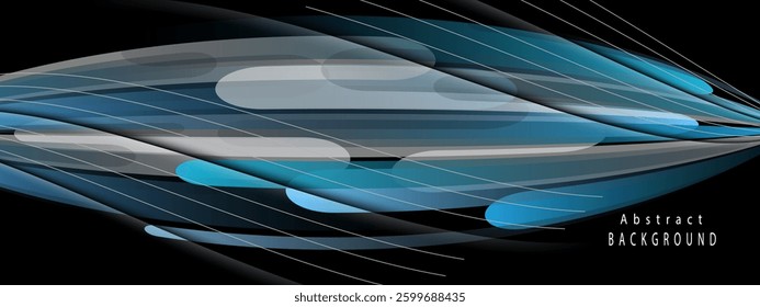 A visually striking abstract art piece featuring flowing waves in dark and blue tones