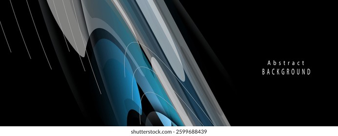 A visually striking abstract art piece featuring flowing waves in dark and blue tones
