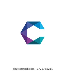 Logotipo abstracto de la letra C visualmente llamativo diseñado con un patrón geométrico teselado, que representa una mezcla de identidad corporativa moderna y comunicación digital innovadora para una marca dinámica