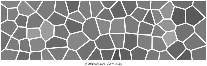 A visually striking abstract piece featuring a tessellated pattern of irregular polygons. The monochromatic color palette and intricate design create a sense of harmony and balance.