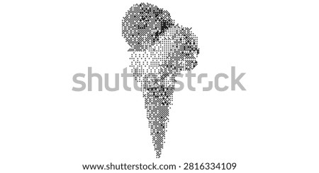 A visually striking abstract representation of an ice cream cone, meticulously crafted from a multitude of small, interconnected geometric shapes, creating a complex and textured appearance against a.
