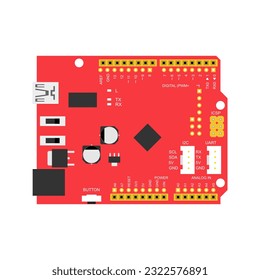 Eine visuell auffallende und genaue Abbildung einer ATmega328 Mikrocontroller-Karte, ideal für Grafikdesigner, die eine qualitativ hochwertige Vektorgrafik suchen