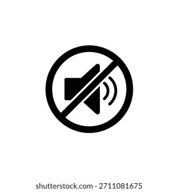Icono negro mudo visualmente llamativo. Excelente para indicar que no hay sonido o Configuraciones silenciadas en varios andenes.