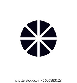 A visually striking black and white circle containing several triangles inside it, all set against a clean white background