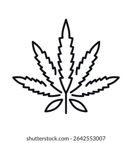A visually striking cannabis leaf icon in a stylized design suitable for branding and educational materials.