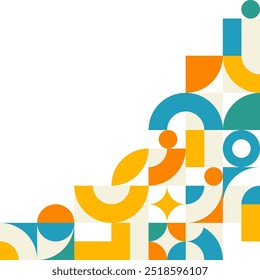 Uma composição visualmente impressionante usando formas geométricas em uma mistura de tons de amarelo, laranja e azul.