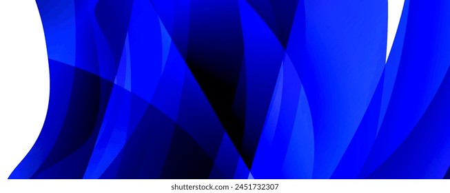 A visually striking design featuring an electric blue background with a bold black triangle in the center. The contrast creates a captivating pattern with a sense of symmetry
