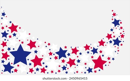 A visually striking design featuring red, white, and electric blue stars on a white background, creating a bold and patriotic pattern. Perfect for an event or art project