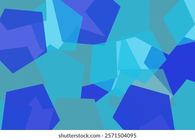 A visually striking digital art piece featuring overlapping geometric shapes in shades of blue. The abstract composition creates a sense of depth and movement, making it a captivating focal point for 