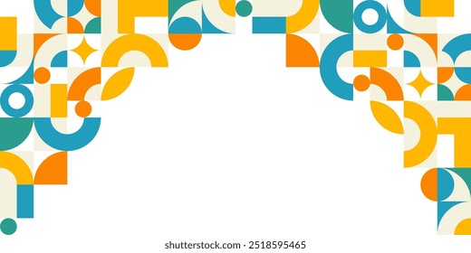 A visually striking frame featuring a combination of circles, squares, and organic shapes in a bold color palette. Perfect for adding a touch of modern flair to any design project.