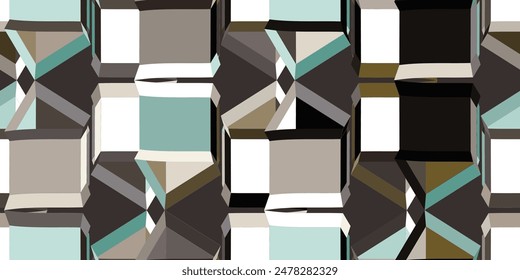 Visually striking geometric design with colorful shapes and patterns creates an artistic and modern look