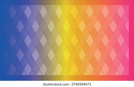 A visually striking geometric pattern featuring a gradient of bright, vibrant colors and diamond shapes, creating a mesmerizing and captivating visual effect.
